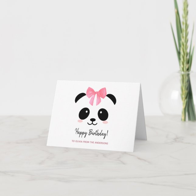 Carte Petite panda fille Joyeux anniversaire (Devant)