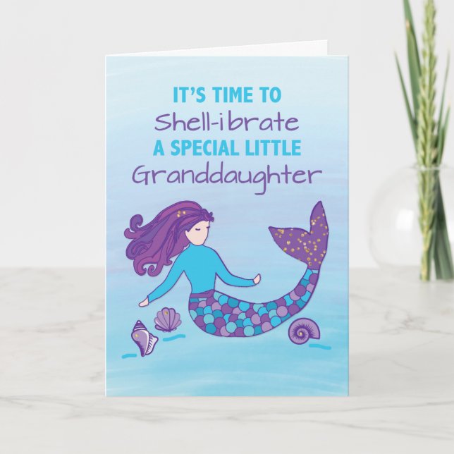 Carte Petite-Petite-Fille Anniversaire Sparklook Sirène (Devant)
