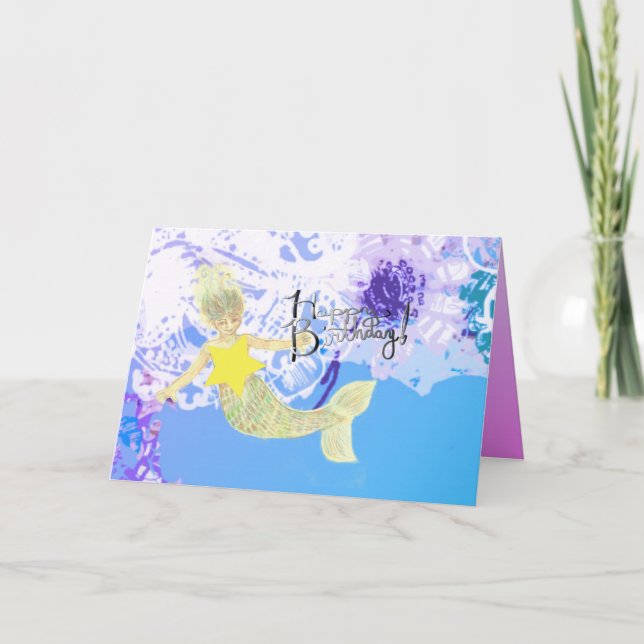 Carte Petite Sirène "Joyeux Anniversaire" (Devant)