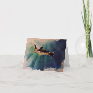Carte petite tortue à l'aquarelle de surface
