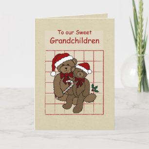 Carte Petits-enfants Nounours qui souhaitent des vacance