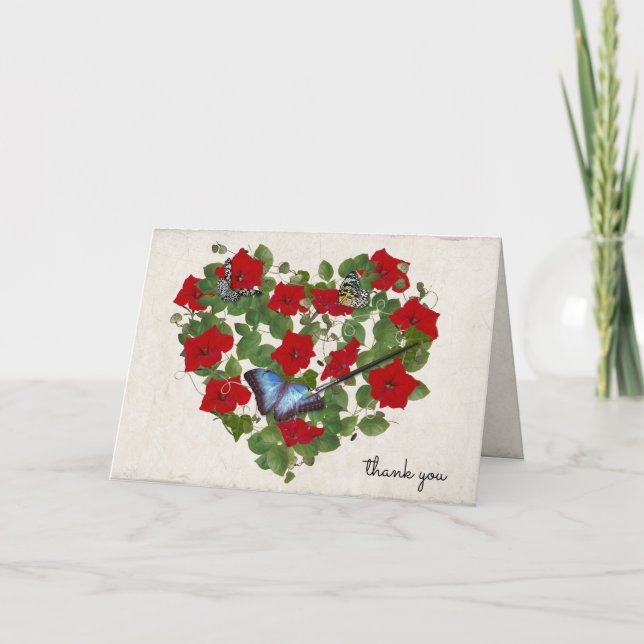 Carte pétunia et coeur papillon avec brosse (Devant)