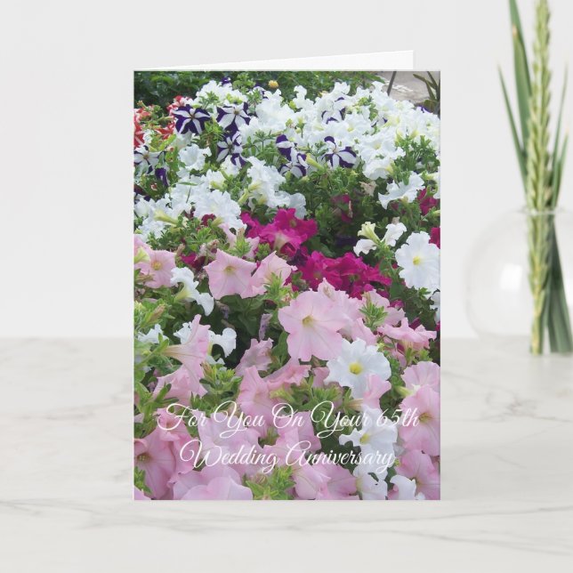 Carte Petunias Personnalisé 65e anniversaire de Mariage (Devant)