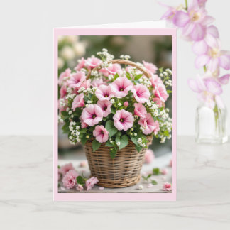 Carte Pétunias roses personnaliser anniversaire dos auss