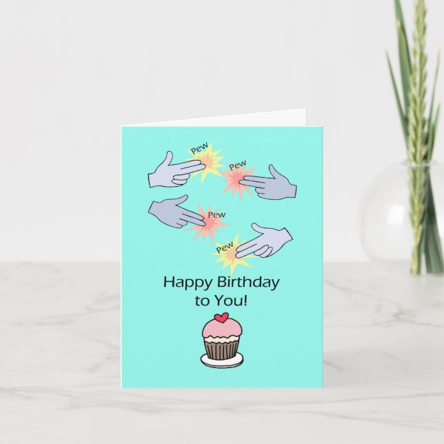 Carte Pew Pew Mains Hommes Enfants Amusants Joueur Joyeu (Devant)
