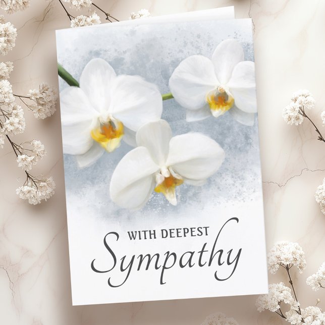 Carte phalaenopsis d'orchidées blanches avec la plus pro (White orchid phalaenopsis with deepest sympathy card)