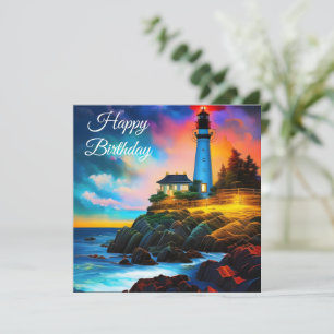 Carte Phare au coucher du soleil