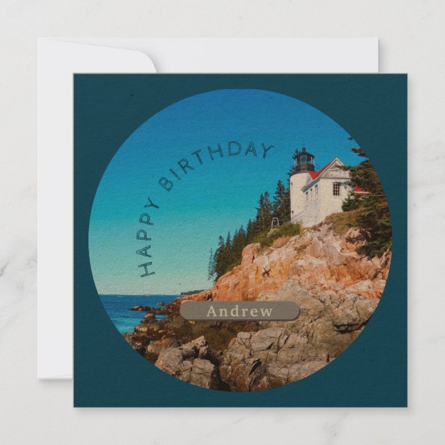 Carte Phare de Bass Harbour Anniversaire Acadia NP (Devant)