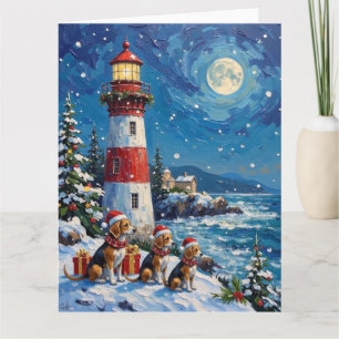 Carte Phare de Noël pour Beagle Vacances de Noël