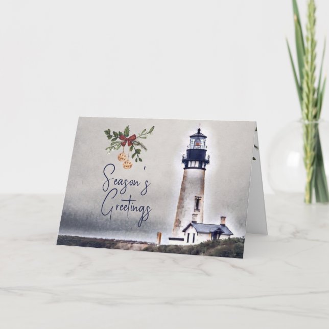 Carte Phare de Yaquina Head Bonnes Fêtes (Devant)