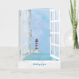 Carte Phare océanique dans l'aquarelle de fenêtre