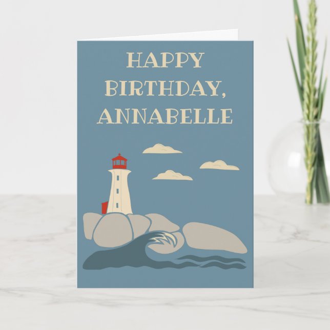 Carte Phare sur une côte rocheuse Anniversaire (Devant)