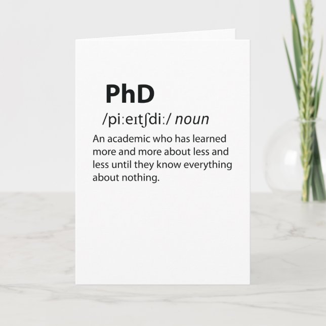 Carte PhD Drôle Dictionnaire Définition (Devant)