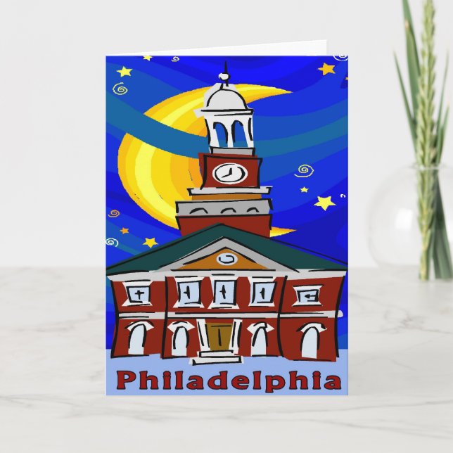 Carte Philadelphie Indépendance Hall Starry Night (Devant)