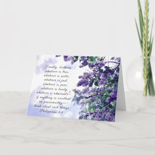 Carte Philippiens 4:8 Quoi qu'il soit de vrai Bible Vers (Devant)