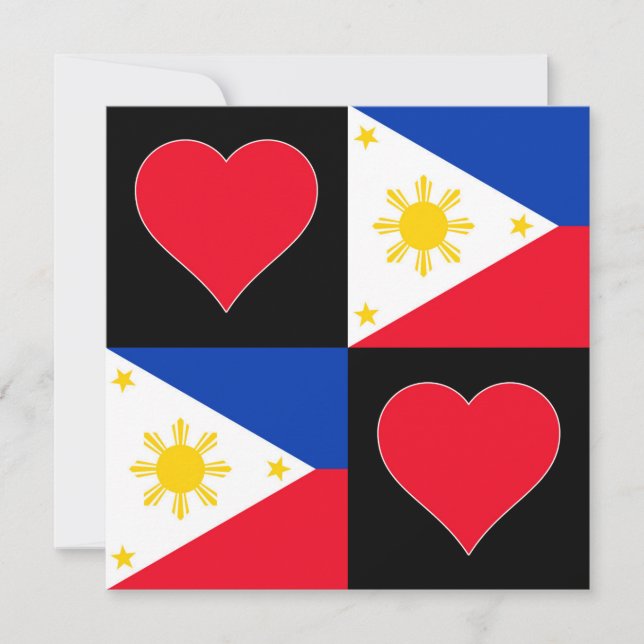 Carte Philippines Coeur du drapeau Salutation patriotiqu (Devant)