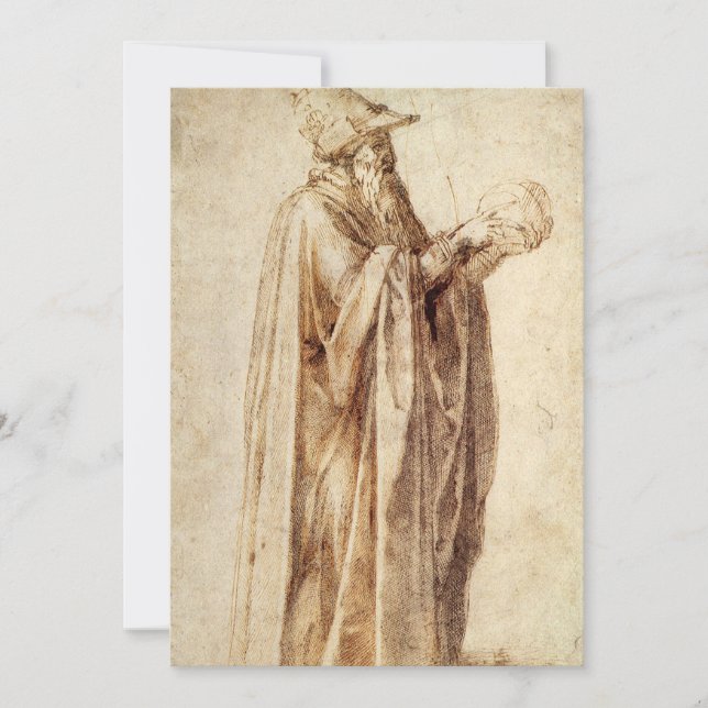 Carte Philosophe grec au crâne humain par Michel-Ange (Devant)