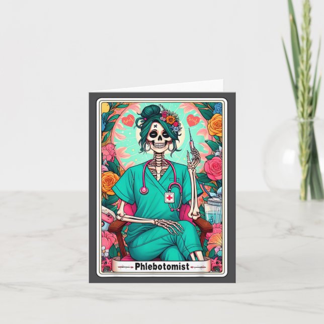 Carte Phlebotomist Tarot Card Skeleton Phlebotomy Tech P (Devant)