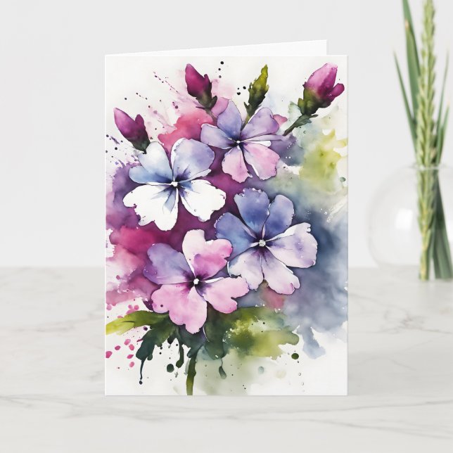 Carte Phlox - Watercolor flowers (Devant)