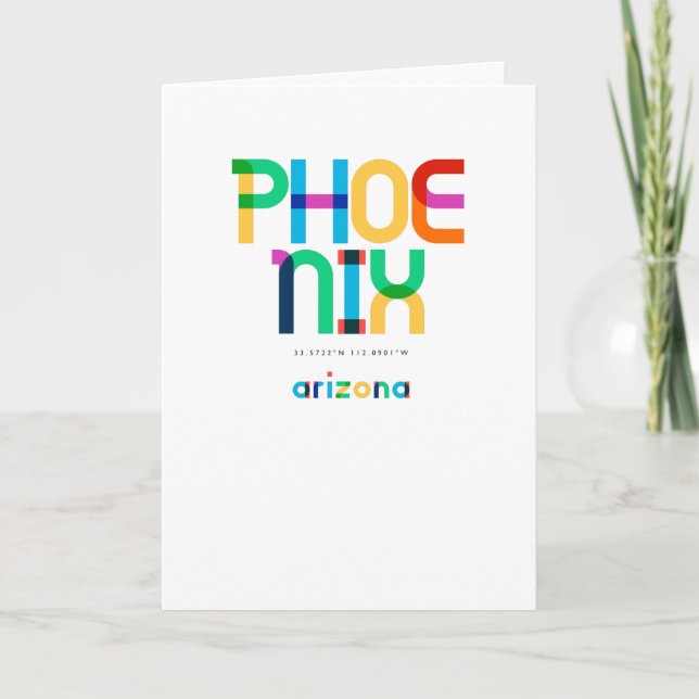 Carte Phoenix Arizona Mid Century, Pop Art, (Devant)