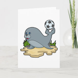 Carte Phoque en tant que joueur de football avec le foot