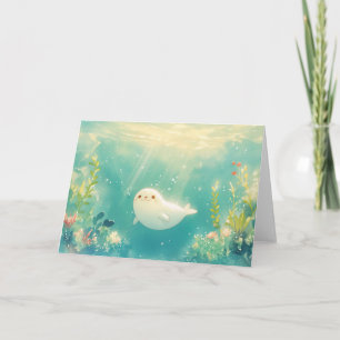 Carte Phoque joueur sous des vagues douces
