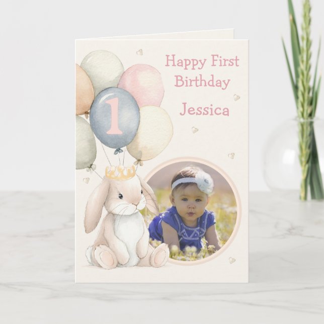 Carte Photo 1st Birthday Folded Greeting Card (Devant)