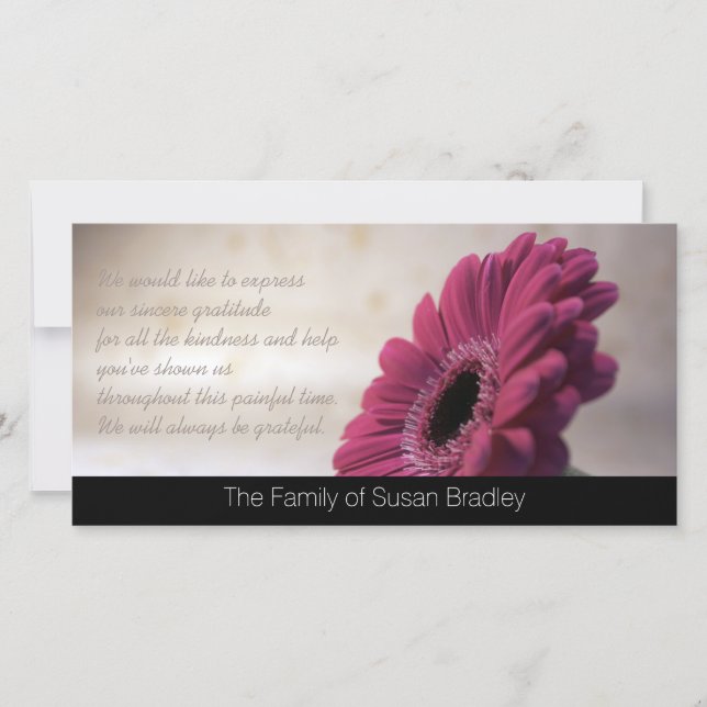 Carte photo 2 de Merci de sympathie de Gerbera (Devant)