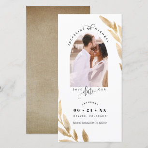 Carte Photo Arch, Gold Wedding Enregistrer la date Signe