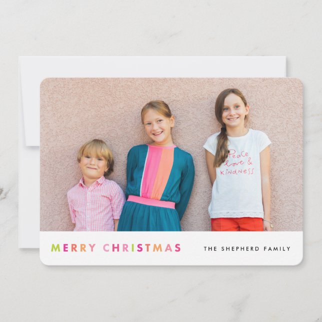 Carte photo au néon moderne de Joyeux Noël (Devant)