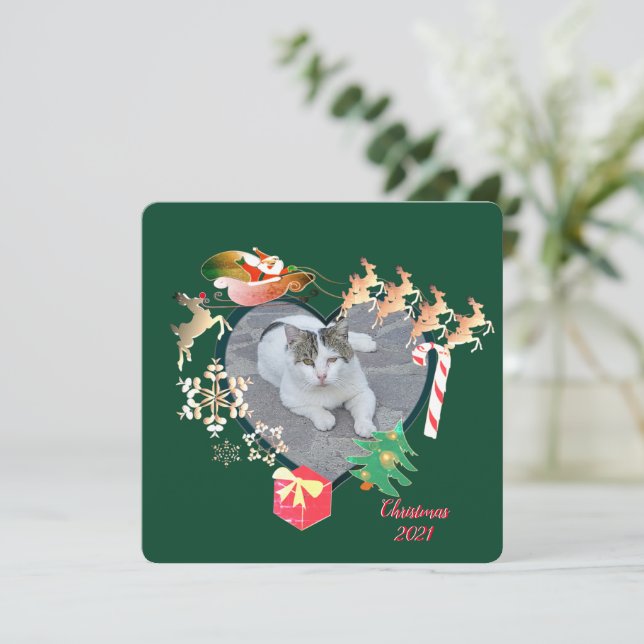 Carte Photo avec Père Noël Reindeer Christmas Heart (Debout devant)