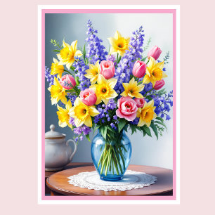 Carte Photo Bonne Fête des Mères Fleurs de Printemps