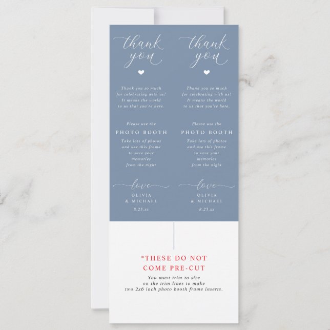 Carte Photo Booth Inserts Dusty Blue Wedding Favors (Devant)