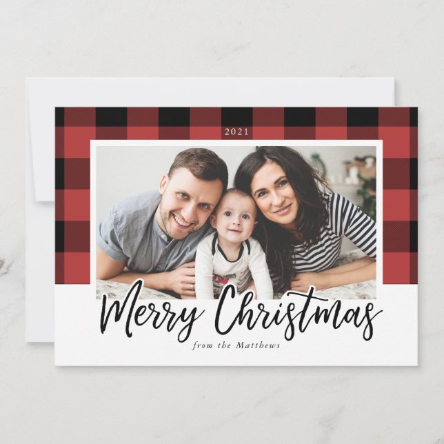 Carte photo Buffalo Check Christmas (Devant)