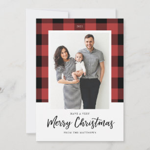 Carte photo Buffalo Check Christmas