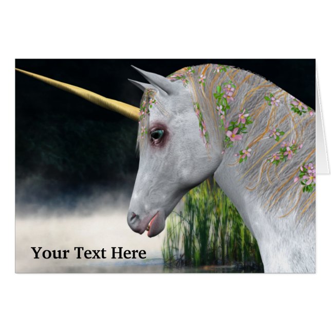 Carte photo Cheval d'Imaginaire de licorne blanche (Devant horizontal)