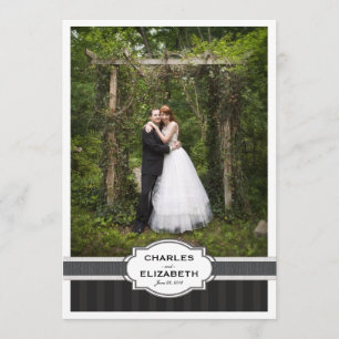Carte photo chic argenté de Merci de mariage