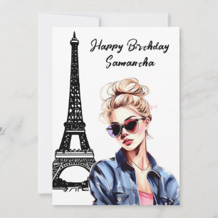Carte Photo Chic Tour Eiffel Chic Girl Paris Anniversair