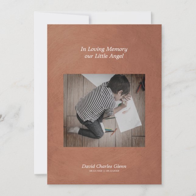 Carte Photo Child Remembering Brown Faux Metallic Effect (Devant)