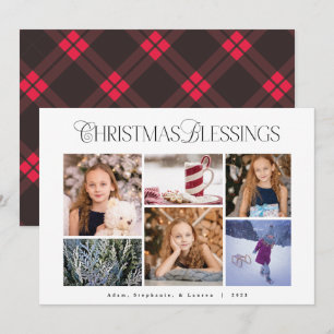 Carte photo classique Red Plaid de Noël