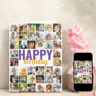 Carte Photo Collage 40 Photo Anniversaire personnalisé