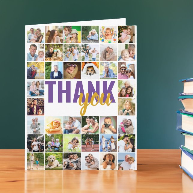 Carte Photo Collage 40 Photo Personnalisée Merci (40 Photo Collage Thank You card - ideal for teacher, coach, retirement etc.)