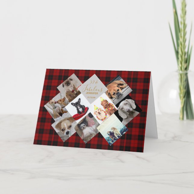 Carte Photo Collage Cadeau - Buffalo Plaid Thème - Ajout (Devant)