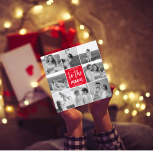 Carte Photo Collage Couple Moderne & Citation De La Lune