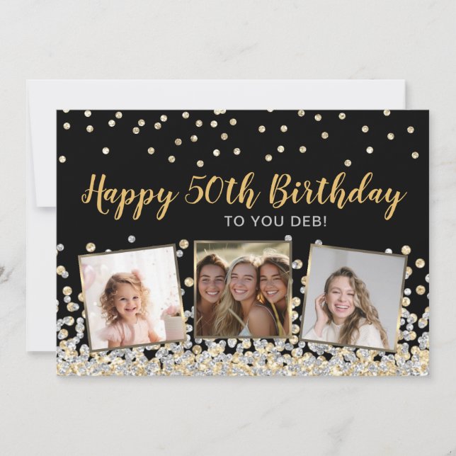 Carte Photo Collage Gold Silver Confetti 50e anniversair (Devant)