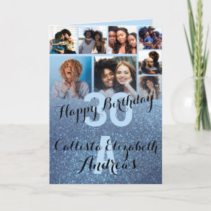 Carte Photo Collage Joyeux anniversaire de Navy Blue Gli