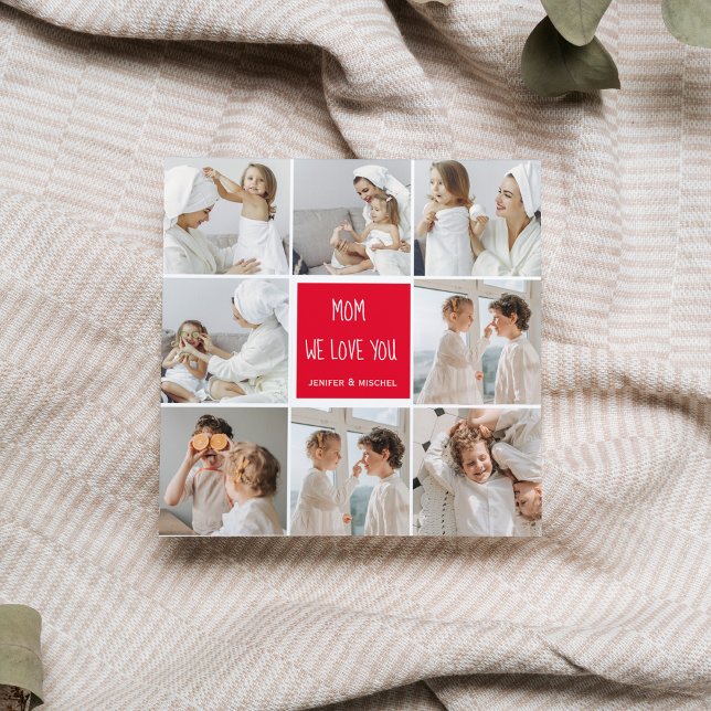 Carte Photo collage Maman Red We Love You Best Mother Ve (Créateur téléchargé)