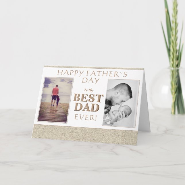Carte Photo Collage Rustique Meilleur papa Fête du Père (Devant)