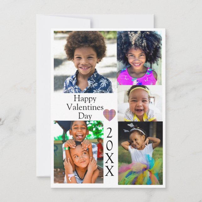 Carte Photo Collage Valentines Heart Custom Year (Devant)