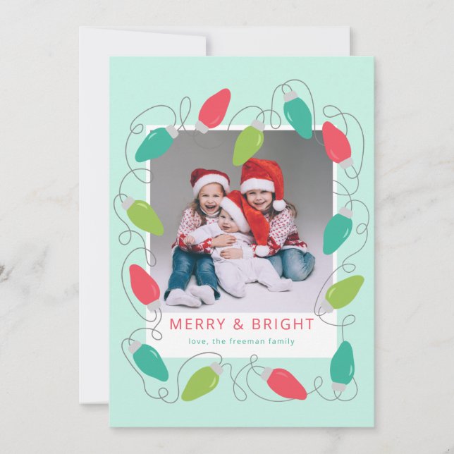 Carte photo coloré des lumières de Noël (Devant)